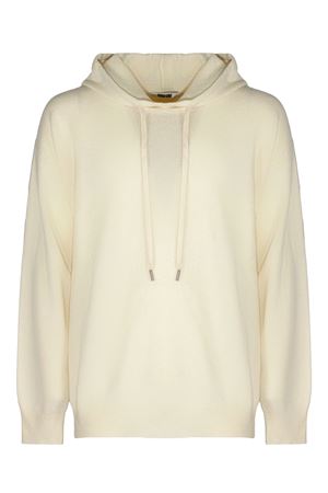 Cream white virgin wool sweatshirt with hood MAURO GRIFONI | GV110015127045